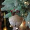 5" Green Rustic Pinecone & Holly Berry Jingle Bell Ornament